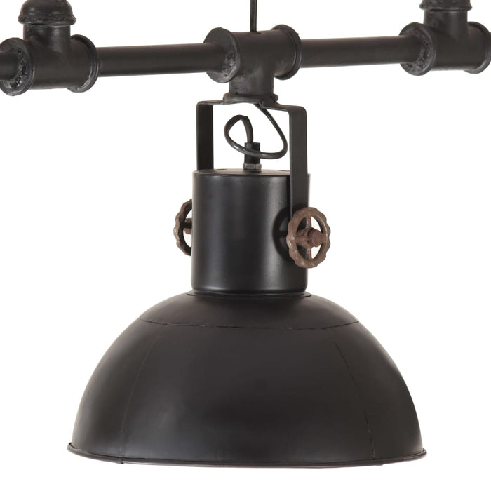 Medina Hanglamp industrieel E27 ijzer en massief mangohout zwart