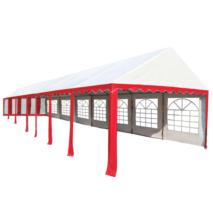 Medina Tuinpaviljoen 6x14 m PVC rood en wit