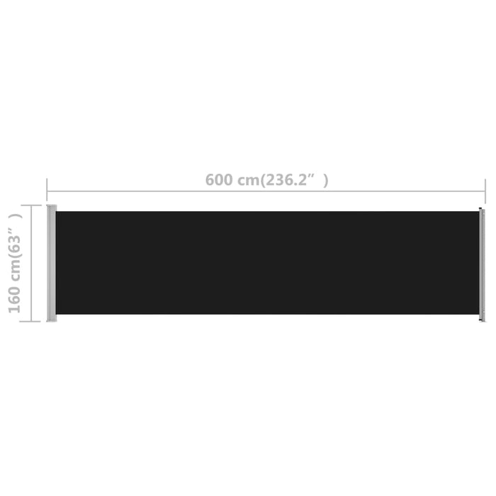 Medina Tuinscherm uittrekbaar 600x160 cm zwart