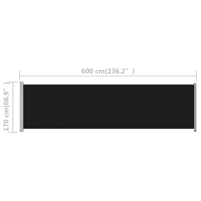 Medina Tuinscherm uittrekbaar 600x170 cm zwart