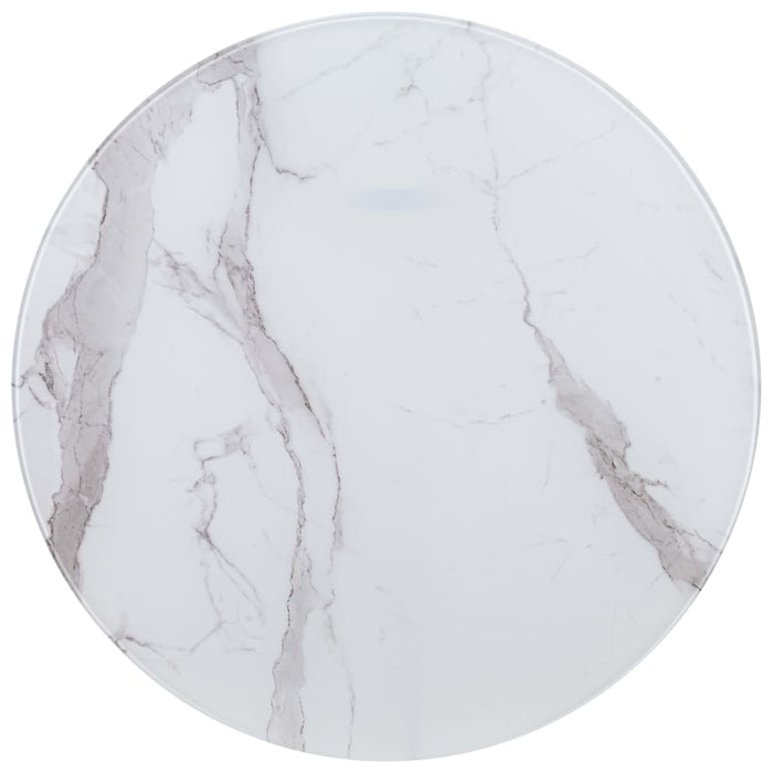 Medina Bartafel inklapbaar Ø 80 cm glas met marmeren textuur wit