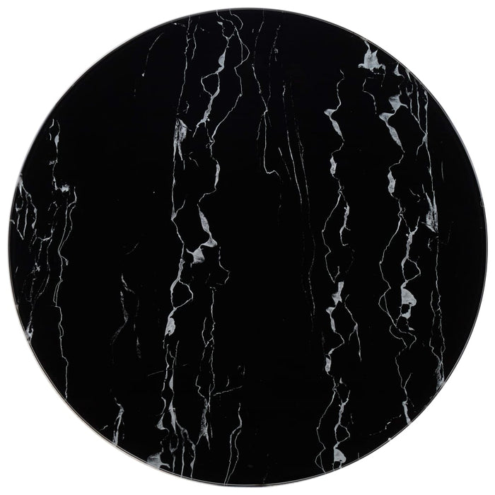 Medina Bartafel inklapbaar Ø 80 cm glas met marmeren textuur zwart