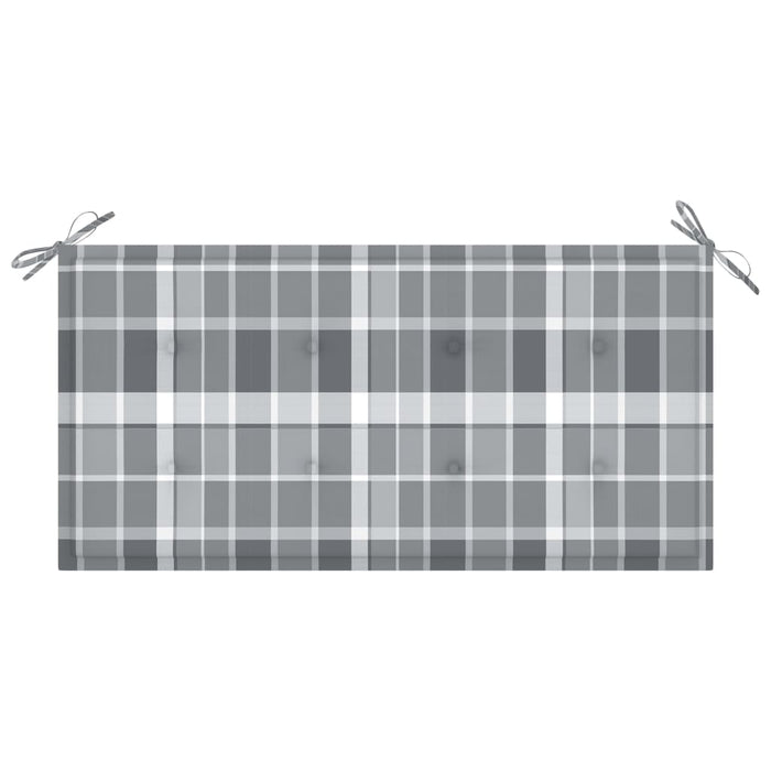 Medina Tuinbank met grijs geruit kussen 112 cm massief teakhout