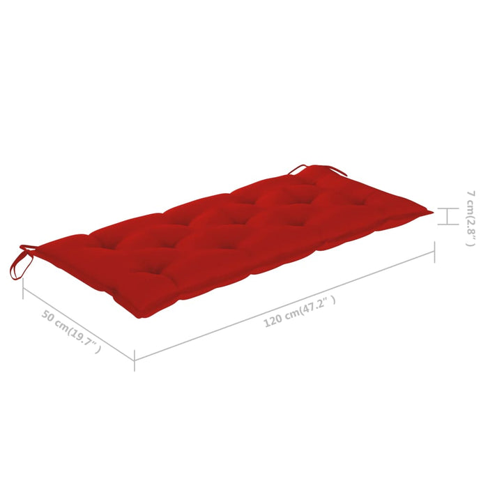 Medina Tuinbank met rood kussen 120 cm massief teakhout