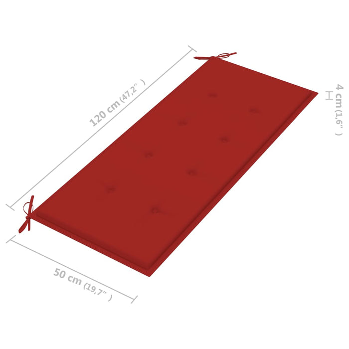 Medina Tuinbank met rood kussen 240 cm massief teakhout