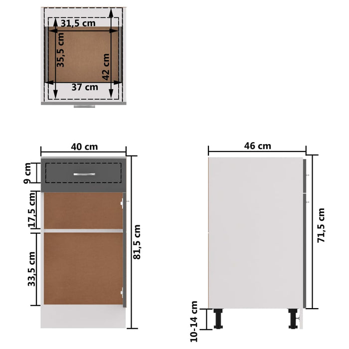 Medina 7-delige Keukenkastenset spaanplaat hoogglans grijs