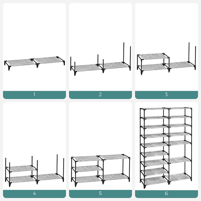 Nancy's Buffett Head Schoenenrek - Schoenenkast - Met 9 Niveaus - Modern - Grijs - 89 x 28 143 cm