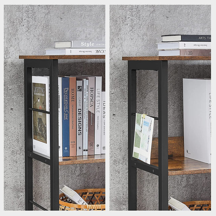 Nancy's Canfield Boekenkast - Vakkenkast - Opbergkast - Bruin - Zwart - Bewerkt Hout - Metaal - 120 x 33 x 80 cm