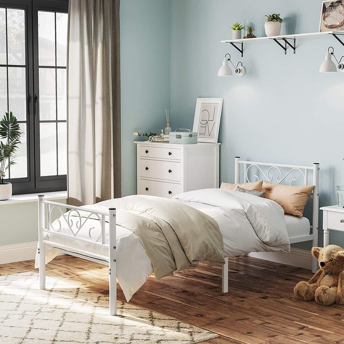 Nancy's Centralia Eenpersoonsbedframe - Metalen Bedframes - Wit - Past op een matras van 90 x 190 cm