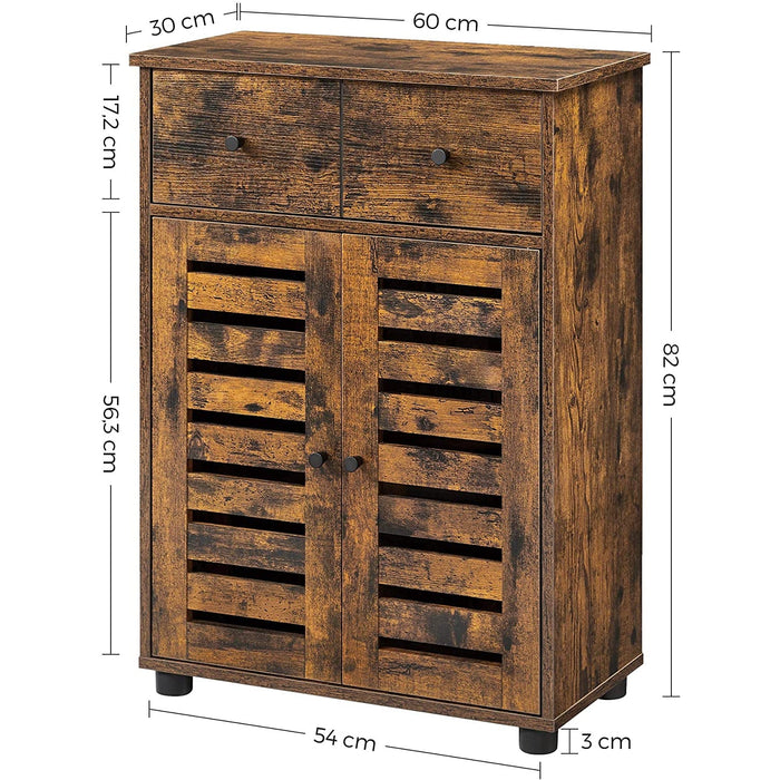 Nancy's Dinuba Dressoir - Badkamerkast - Ladekast - Opbergkast - Verstelbare Planken - Industrieel - Bruin - Zwart - 60 x 30 x 82 cm