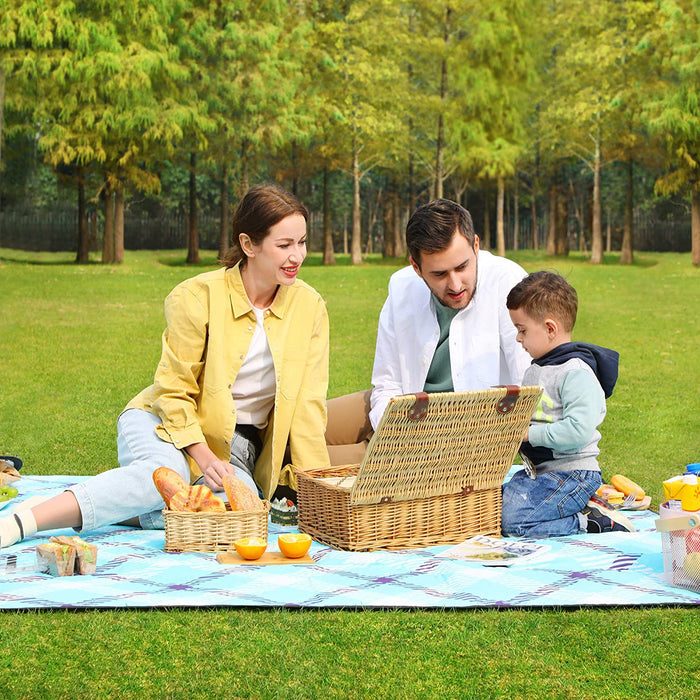 Nancy's Chameran Picknickkleed - Stranddeken - Campingdeken - Waterdichte Bodem - Wasbaar - Lichtblauw - 200 x 200 cm