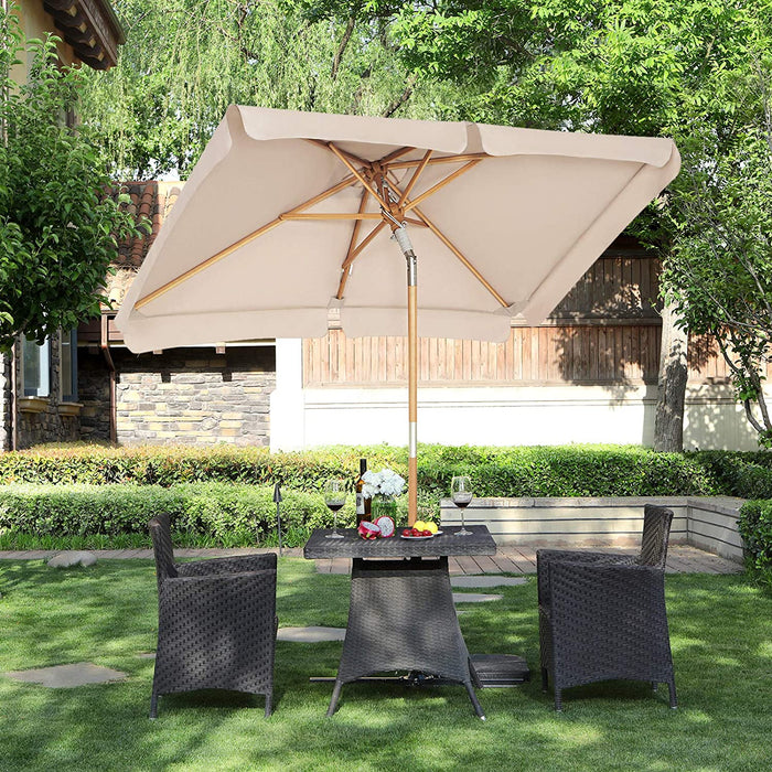 Nancy's Buckles Parasol - Rechthoekig - Tuinparasol - Hout - Buigbaar - Statief - Taupe - 2 x 1.5 m