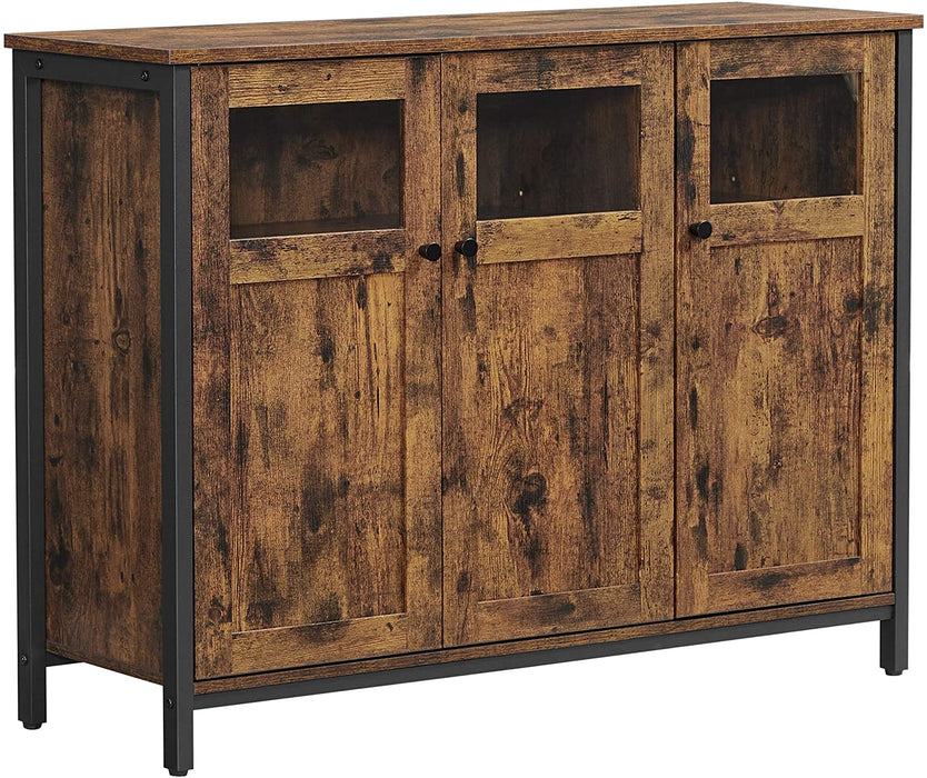 Nancy's Grant Dressoir - Keukenkast - Opbergkast - Industrieel - Bewerkt Hout - Metaal - Bruin - Zwart - 100 x 35 x 75 cm