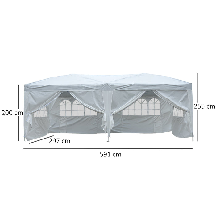 Medina Chicopee Partytent - 3x6 M - Wit - Waterafstotend - Opvouwbaar - Draagtas - Staal