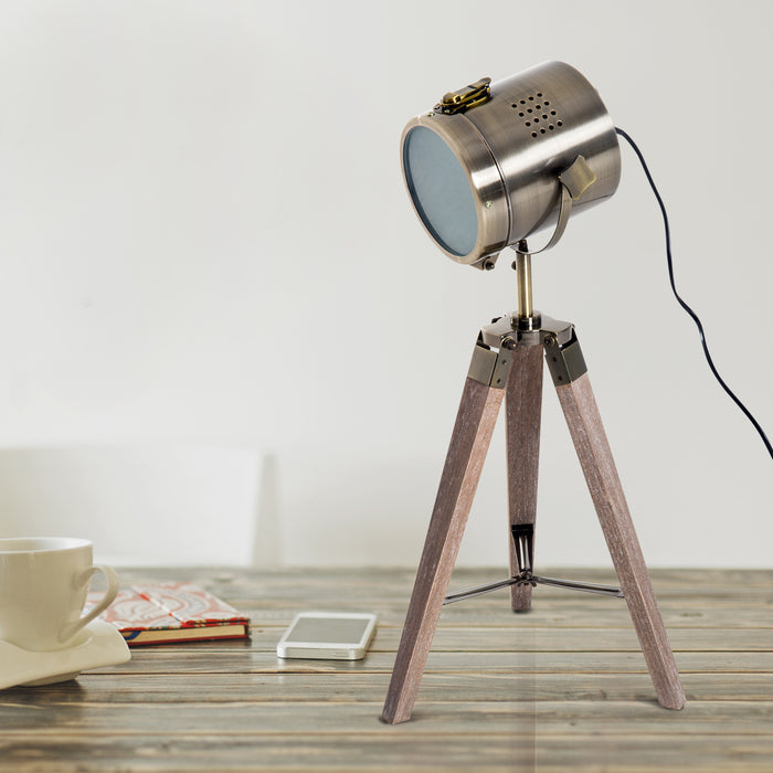 Medina Lamp Estero Tafellamp - Bureaulamp - Driepoot - Retro Design - Studio Lamp - E14 - 25W - Geen Lamp - Brons