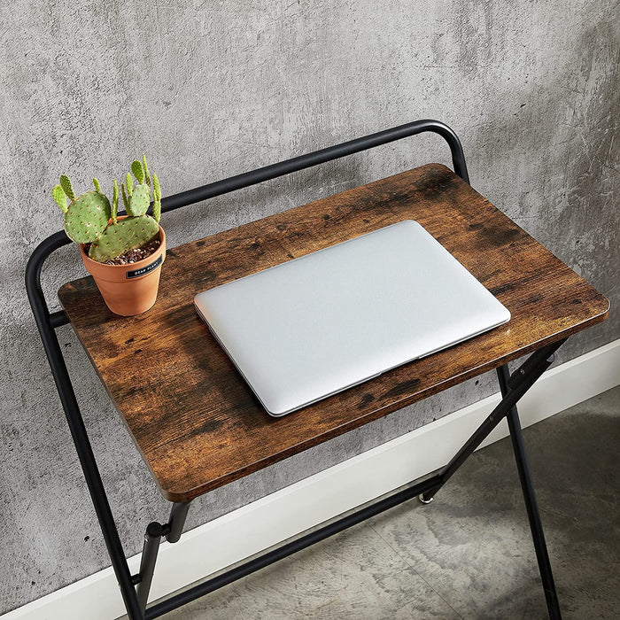 Nancy's Carden Bureau - Klaptafel - Computertafel - Ruimtebesparend - Bruin - Zwart - Bewerkt Hout - Metaal - 67 x 42,3 x 82,5 cm