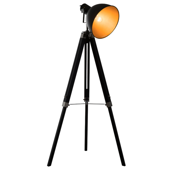 Medina Monessen Vloerlamp - Licht - Staande Lamp - Driepoots - Statief - Hoogte Verstelbaar - Zwart - E27 - Industrieel - 108-152 cm