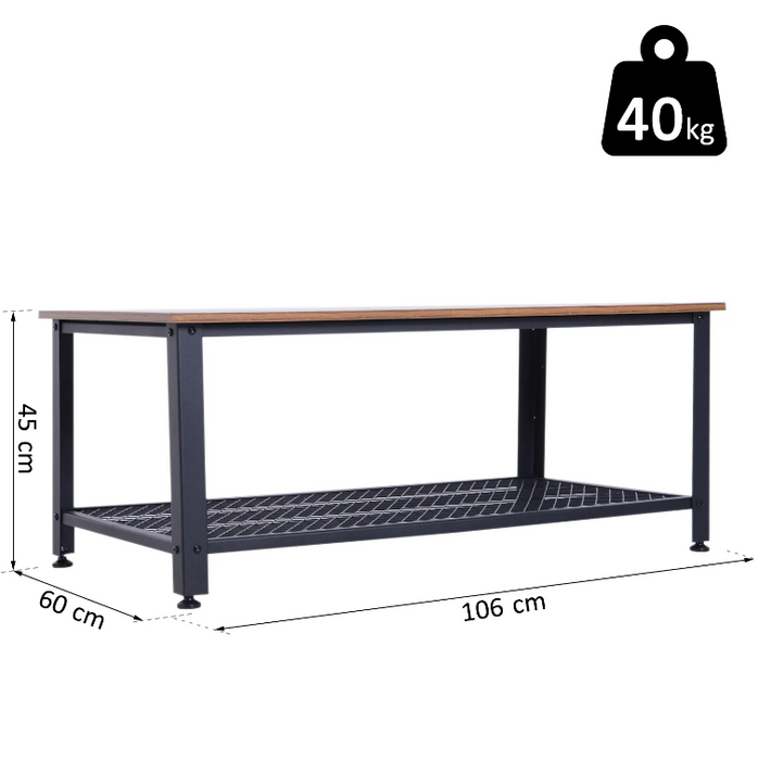 Medina Uniondale Salontafel - Koffietafel - Bijzettafel - Opbergplank - Metaal - MDF - Bruin - Zwart - 106 x 60 x 45 cm