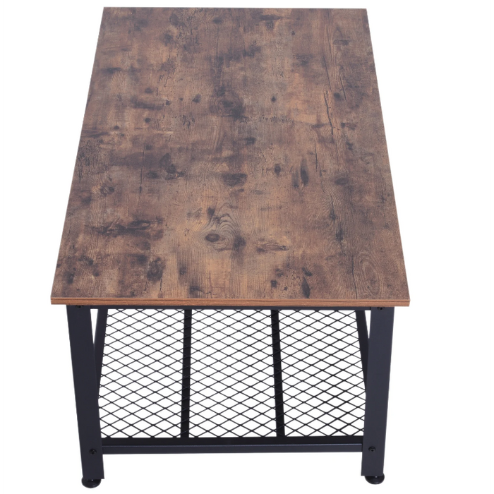 Medina Uniondale Salontafel - Koffietafel - Bijzettafel - Opbergplank - Metaal - MDF - Bruin - Zwart - 106 x 60 x 45 cm