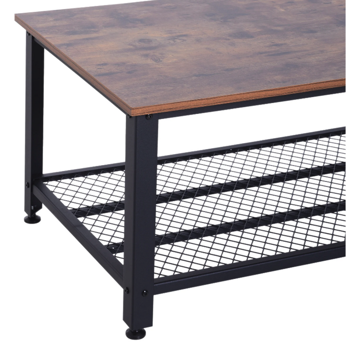 Medina Uniondale Salontafel - Koffietafel - Bijzettafel - Opbergplank - Metaal - MDF - Bruin - Zwart - 106 x 60 x 45 cm