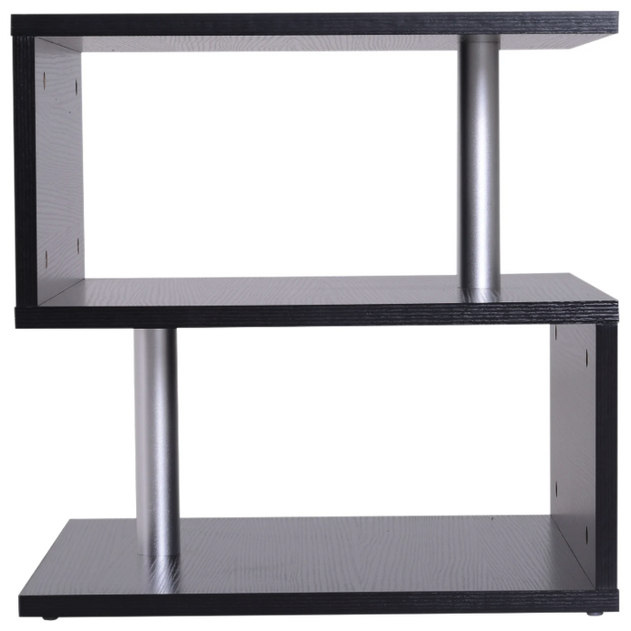 Medina Gurnee Bijzettafel - Salontafel - Koffietafel - 3 Niveaus - Opbergruimte - Bewerkt Hout - Aluminium - Wit/Zwart - 48 x 48 x 48 cm