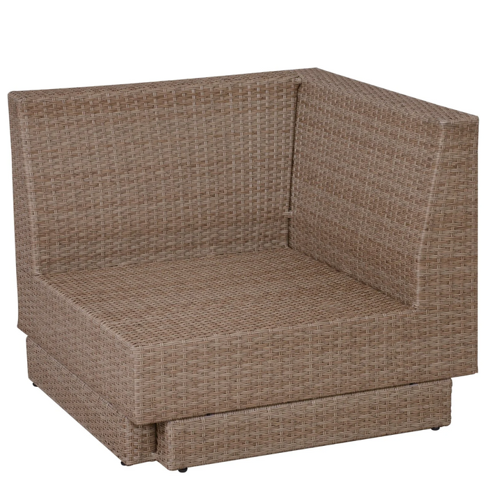 Medina Bixby Loungeset - Tuinset - 4-Delig - 5 Personen - Zitgroep - Bijzettafel - Zitkussens - Beige - Polyrotan - Staal