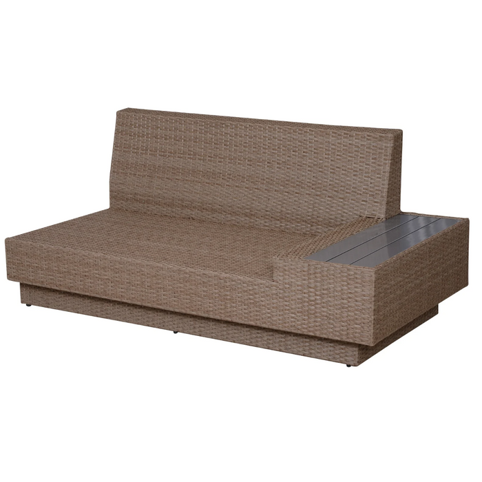 Medina Bixby Loungeset - Tuinset - 4-Delig - 5 Personen - Zitgroep - Bijzettafel - Zitkussens - Beige - Polyrotan - Staal