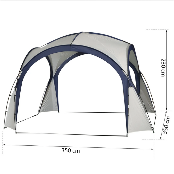 Medina Gladstone Partytent - Tuinpaviljoen - Weerbestendig - Glasvezelstang - Polyester - Crème - Wit - Blauw - 3.5 x 3.5 x 2.3 m