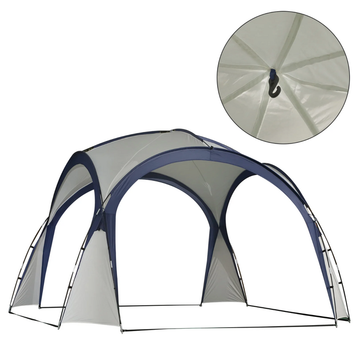 Medina Gladstone Partytent - Tuinpaviljoen - Weerbestendig - Glasvezelstang - Polyester - Crème - Wit - Blauw - 3.5 x 3.5 x 2.3 m