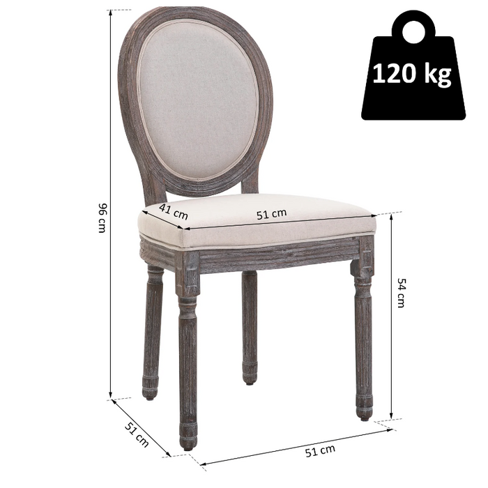 Medina Lindenhurst Eetkamerstoelen - Set Van 2 - Gestoffeerd - Keuken stoel - Retro Design - Linnen - 51 x 51 x 96 cm