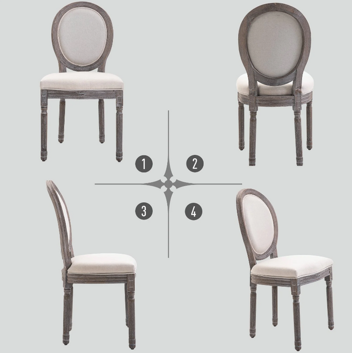 Medina Lindenhurst Eetkamerstoelen - Set Van 2 - Gestoffeerd - Keuken stoel - Retro Design - Linnen - 51 x 51 x 96 cm