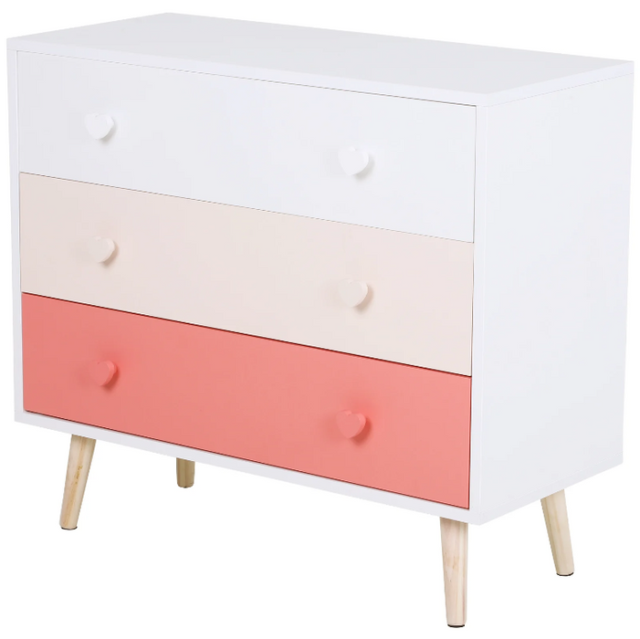 Nancy's Catano Kinderkamerkast - Dressoir - Ladekast -  Opbergkast - MDF - Blauw/Roze - Wit - 90 x 42 x 80 cm