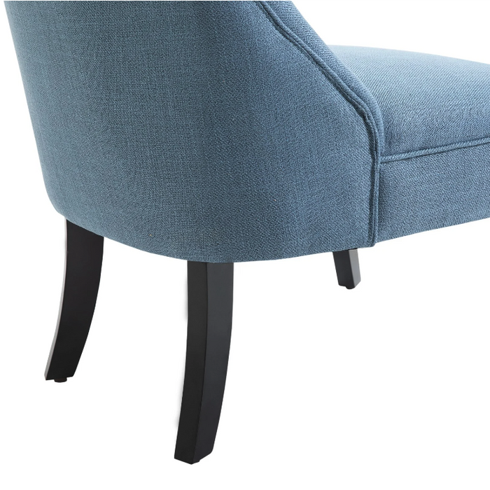 Nancy's Edgewater Fauteuil - Gestoffeerde Stoel - Loungestoel - Leesstoel - Linnen - Blauw/Grijs - Zwart - 52.5 x 69 x 77 cm