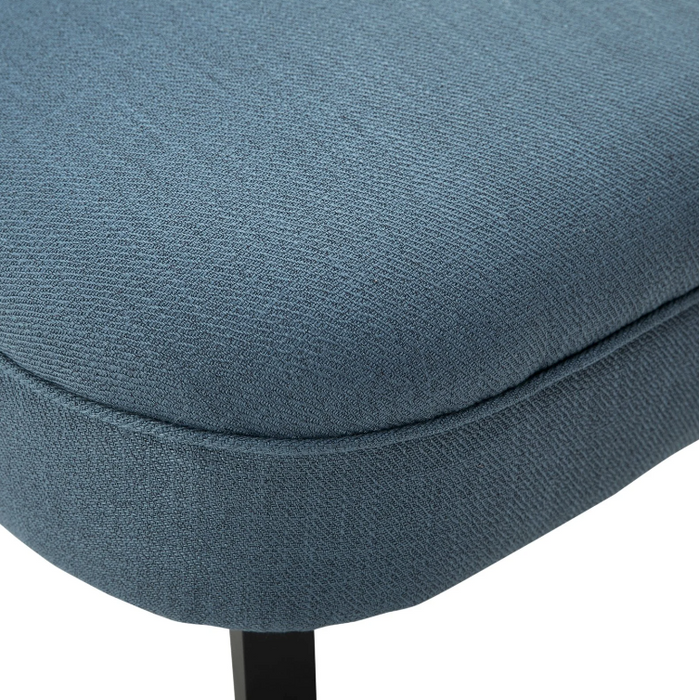 Nancy's Edgewater Fauteuil - Gestoffeerde Stoel - Loungestoel - Leesstoel - Linnen - Blauw/Grijs - Zwart - 52.5 x 69 x 77 cm