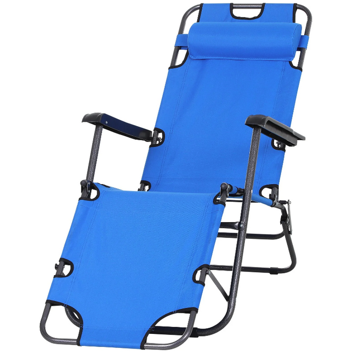 Nancy's Valinda Ligstoel - Loungestoel - Tuinstoel - Relaxstoel - Opvouwbaar - Kussen - Blauw - Zwart - 135 x 60 x 89 cm