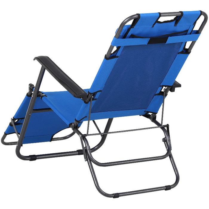 Nancy's Valinda Ligstoel - Loungestoel - Tuinstoel - Relaxstoel - Opvouwbaar - Kussen - Blauw - Zwart - 135 x 60 x 89 cm