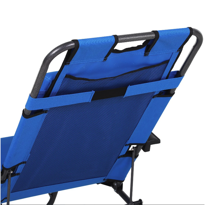 Nancy's Valinda Ligstoel - Loungestoel - Tuinstoel - Relaxstoel - Opvouwbaar - Kussen - Blauw - Zwart - 135 x 60 x 89 cm