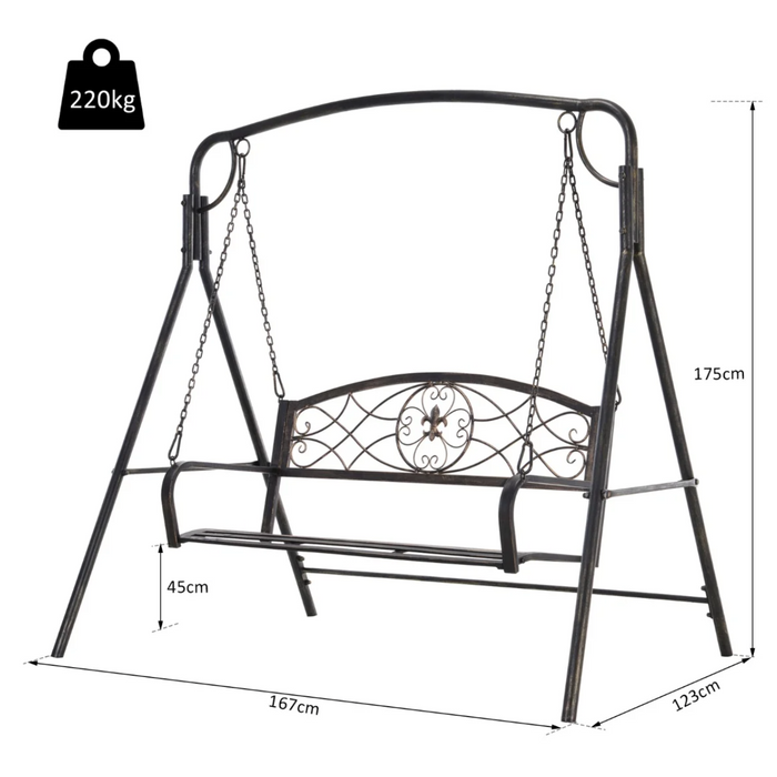 Nancy's Radcliff Schommelbank - Tuinschommel - 2 Personen - Hollywood Schommel - Metaal - Brons - 167 x 123 x 175 cm