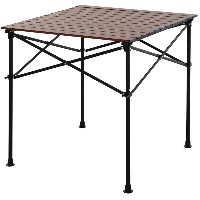 Medina Millbrae Campingtafel - Picknicktafel - Klaptafel - Aluminium - Vierkant - Tuintafel - Bruin - Zwart - 70 x 70 x 70 cm