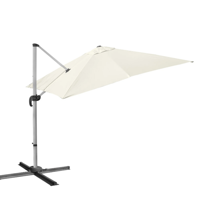 Medina Kuna Zweefparasol - Tuinparasol - 0–60° Verstelbaar - 360° Draaibaar - Aluminium - Zwart - Crème - Metaal - 2.96 x 2.96 x 2.65 m