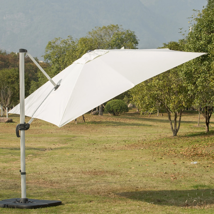 Medina Kuna Zweefparasol - Tuinparasol - 0–60° Verstelbaar - 360° Draaibaar - Aluminium - Zwart - Crème - Metaal - 2.96 x 2.96 x 2.65 m