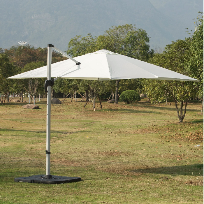 Medina Kuna Zweefparasol - Tuinparasol - 0–60° Verstelbaar - 360° Draaibaar - Aluminium - Zwart - Crème - Metaal - 2.96 x 2.96 x 2.65 m