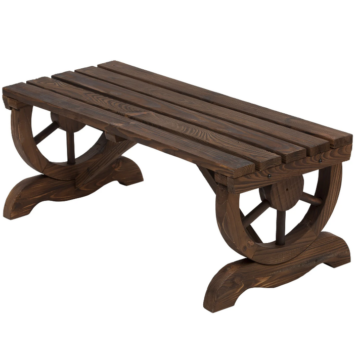 Medina Lealman Tuinbank - Tuinmeubel - 2-Zits - Rustiek Design - Bruin - Massief Hout - 105 x 50 x 53 cm