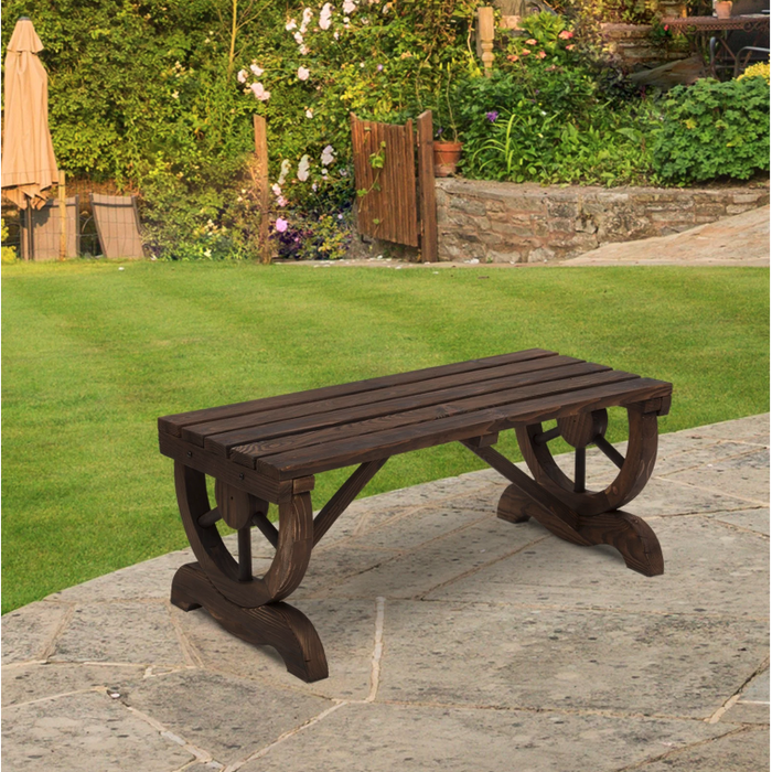 Medina Lealman Tuinbank - Tuinmeubel - 2-Zits - Rustiek Design - Bruin - Massief Hout - 105 x 50 x 53 cm