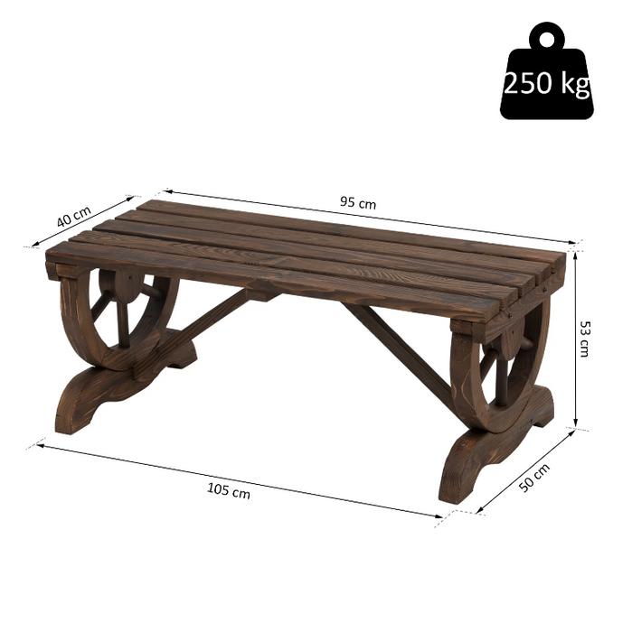 Medina Lealman Tuinbank - Tuinmeubel - 2-Zits - Rustiek Design - Bruin - Massief Hout - 105 x 50 x 53 cm