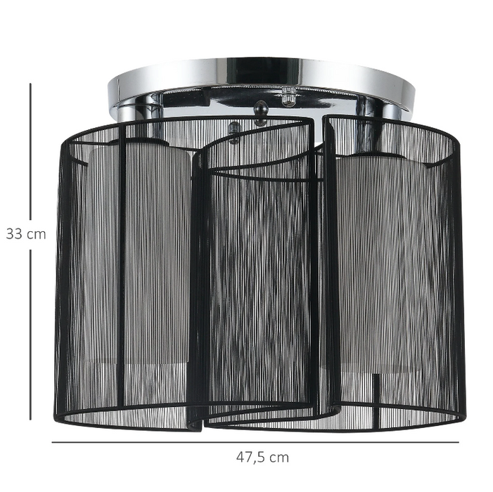 Medina Brambleton Plafondlamp - Sfeerverlichting - E27 - 2-Vlammig - 40W - Zwart - Zilver - 47.5 x 47.5 x 33 cm