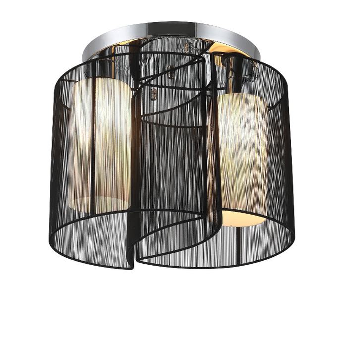Medina Brambleton Plafondlamp - Sfeerverlichting - E27 - 2-Vlammig - 40W - Zwart - Zilver - 47.5 x 47.5 x 33 cm
