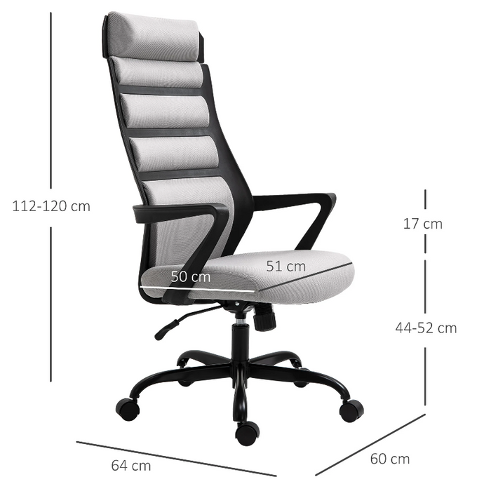 Medina Logansport Bureaustoel - Draaistoel - Kantelfunctie - Hoogte Verstelbaar - Ergonomisch - Grijs - Zwart - 60 x 64 x 112-120 cm