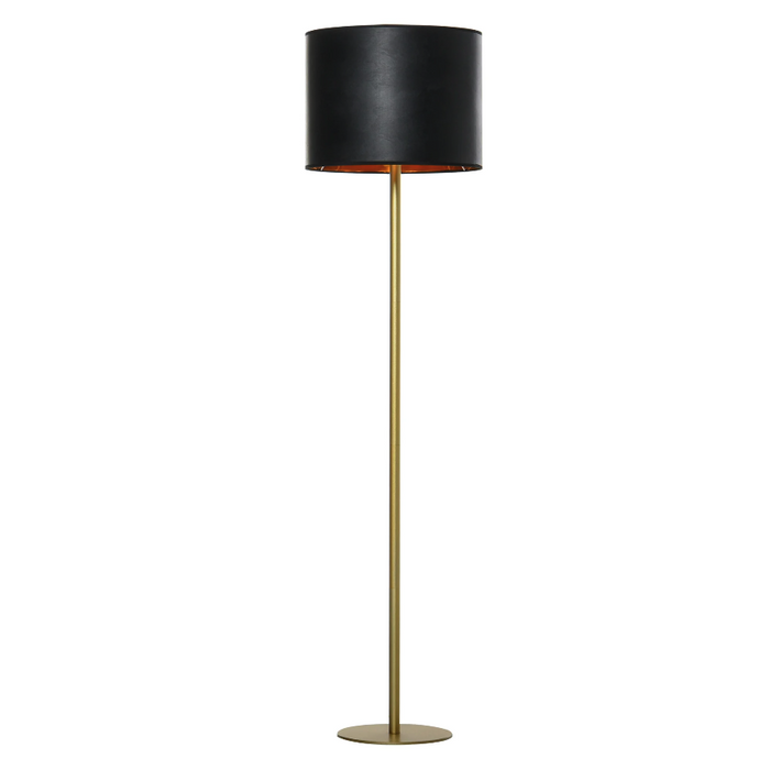 Medina Lomita Vloerlamp - Staande Lamp - Lampenkap - PU - Goud - Zwart/Wit - Metaal - 40 x 40 x 160 cm