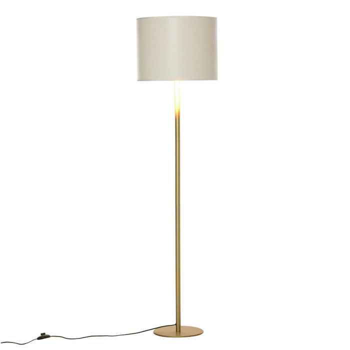 Medina Lomita Vloerlamp - Staande Lamp - Lampenkap - PU - Goud - Zwart/Wit - Metaal - 40 x 40 x 160 cm